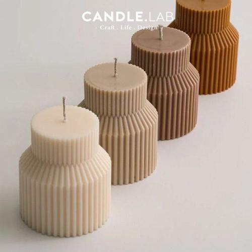 CANDLE.LAB | 几何连体细齿柱形柱蜡PC模具透明硬质塑料蜡烛模具