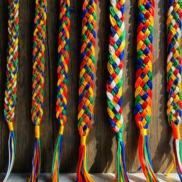 藏式五彩绳金刚结汽车内挂件手工编织绳子哈达藏族五色线辫子饰品