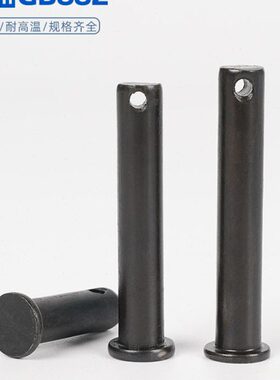 黑销轴GB882平头带孔销定位销圆柱销Q235钢 ￠8 ￠10￠12带孔销子