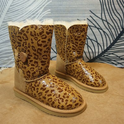 瑕疵处理(看说明) 冬季真皮羊皮毛一体 中筒靴 一粒扣棉靴61-1