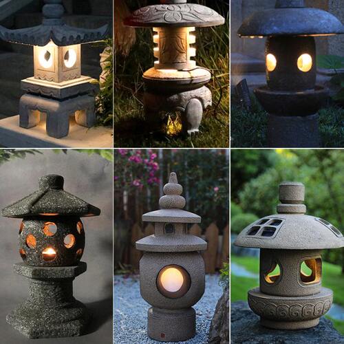 石灯庭院石雕石灯笼日式中式送灯泡太阳能青石头户外造景摆件仿古