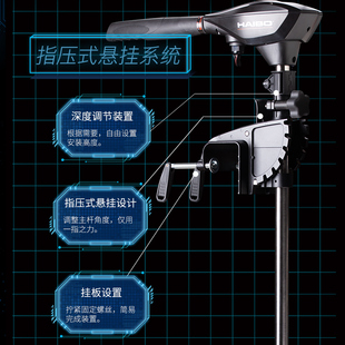海伯电动推进器橡皮艇海水淡水皮划艇船用马达螺旋桨12v船外机