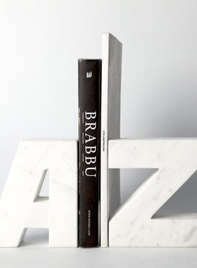 北欧风格大理石字母书档摆件 欧式轻奢家居桌面AZ创意大理石摆件