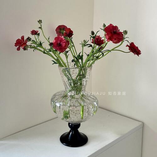 中古芬顿洒金琉璃花瓶高脚杯法式高级感艺术风灯花器水养插花摆件