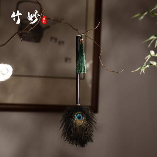 孔雀毛鸵鸟毛除尘掸鸡毛掸子扫灰家用老式除O尘神器不扬尘静电吸
