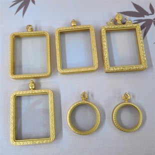 新双面玻璃唐g卡嘎乌盒方形4*5磨砂圆形唐卡盒空盒随身小吊坠外壳