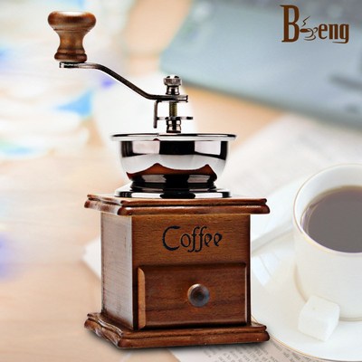 咖啡手摇磨豆机 原v木磨豆机 手动研磨磨粉机
