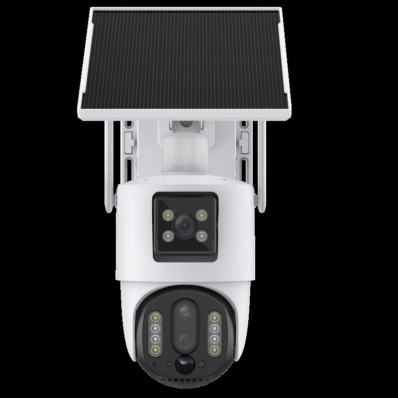 三镜头太阳能监控摄像头4G手机远程无电网户外WIFI360度死角变焦