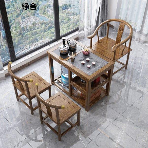 阳台茶桌椅组合家用小茶台实木泡茶喝茶桌中式全自动一体式小户型