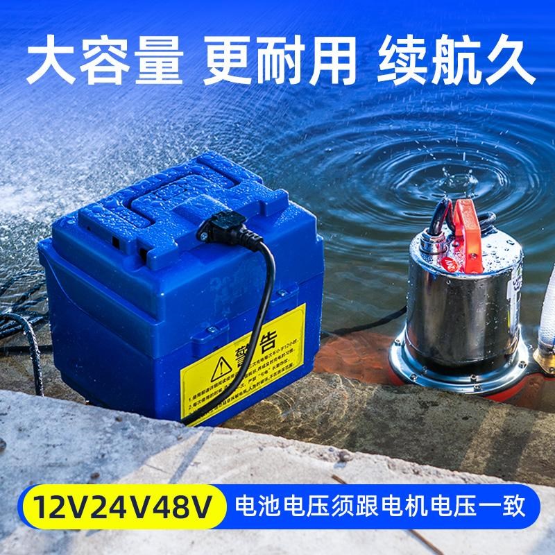 直流潜水泵专用电瓶12V24v48v充电式外接电源电动水泵抽水机电池
