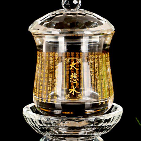佛具佛前摆件供佛供具大号供杯仿水晶大悲咒观音净水圣水杯贡杯