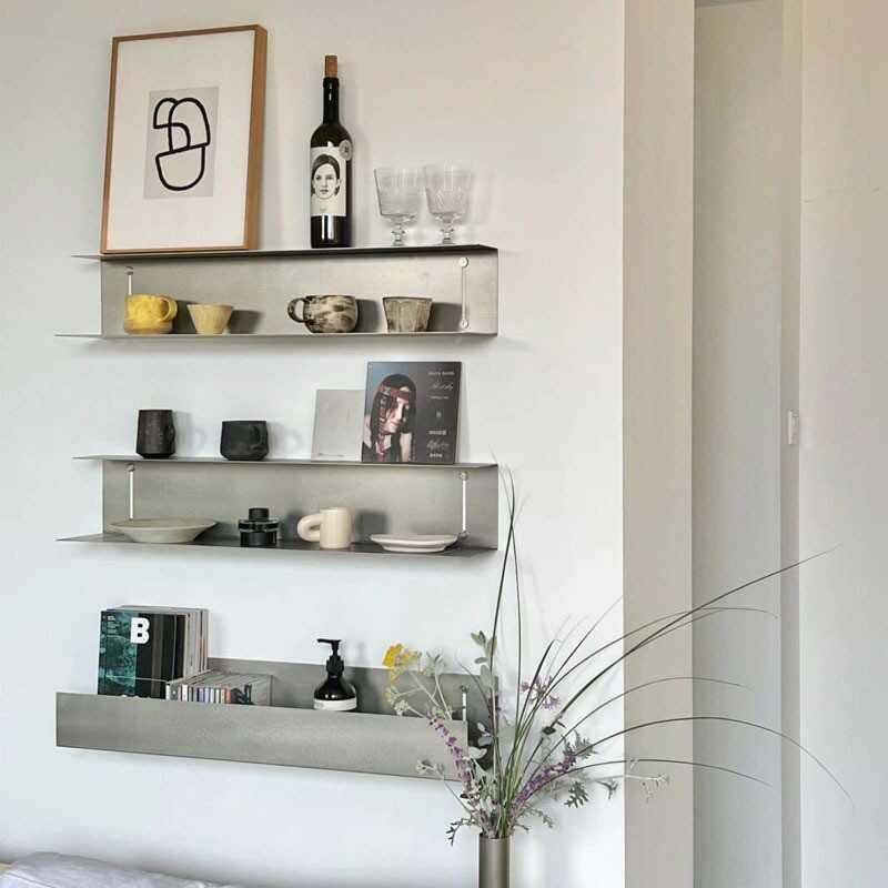 客厅不锈钢一字隔板工字型壁挂置物架墙上收纳架多层上墙展示架