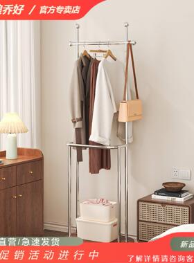 新款中古衣帽架落地卧室家用简易实木可移动次净风客厅挂衣架收纳