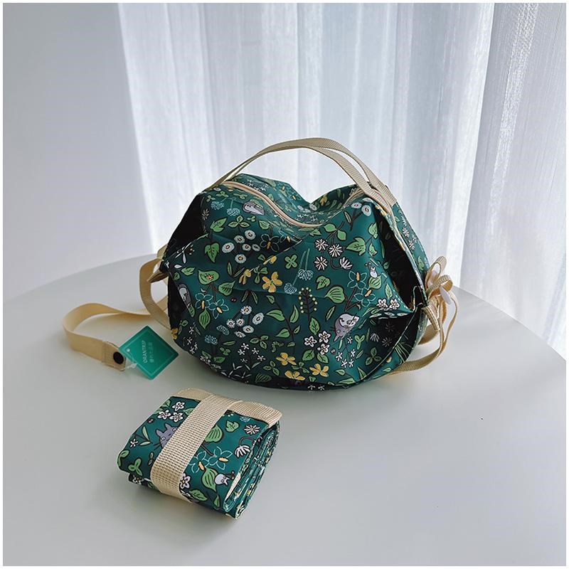 卡通折叠环保风琴褶布包手提双肩单肩斜挎M旅行购物大容量布袋结