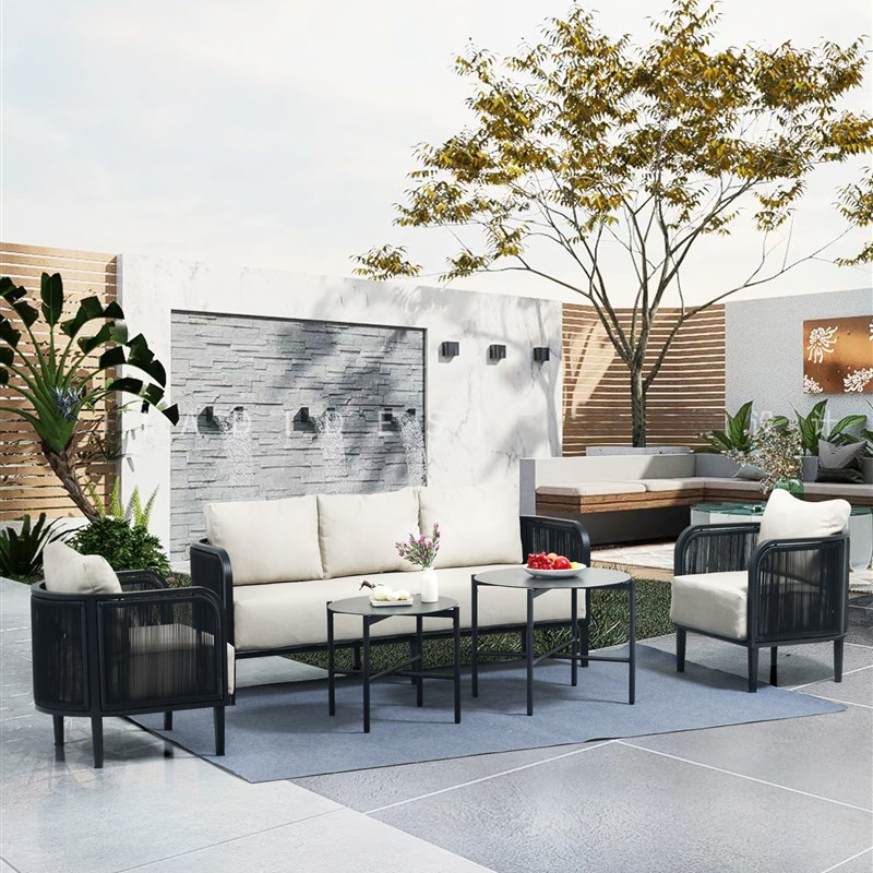 户外沙发庭院藤编k椅室外阳台花园别墅售楼处接待民宿酒店沙发组