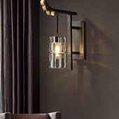 床头新中式 轻奢客厅背景墙全铜 水晶壁灯壁灯卧室中国风 徽派