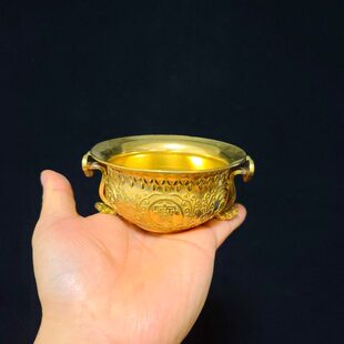 工艺品器摆件开业送礼赠礼家居用品小号聚宝盆装饰品黄铜铜