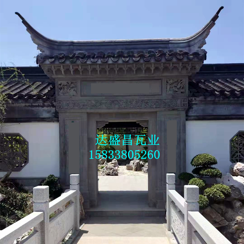 达盛昌彷古f小青瓦苏式翘角F中式屋脊园林门楼彷古翘角