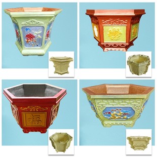 水泥花盆模具盆六角m欧式 加厚盆景模子混泥土花盘模型小号塑料自