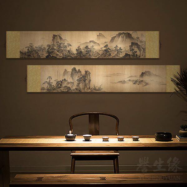 长江万里图古画中式丝绸卷轴挂画客厅书房装饰画茶室餐厅卧室壁画