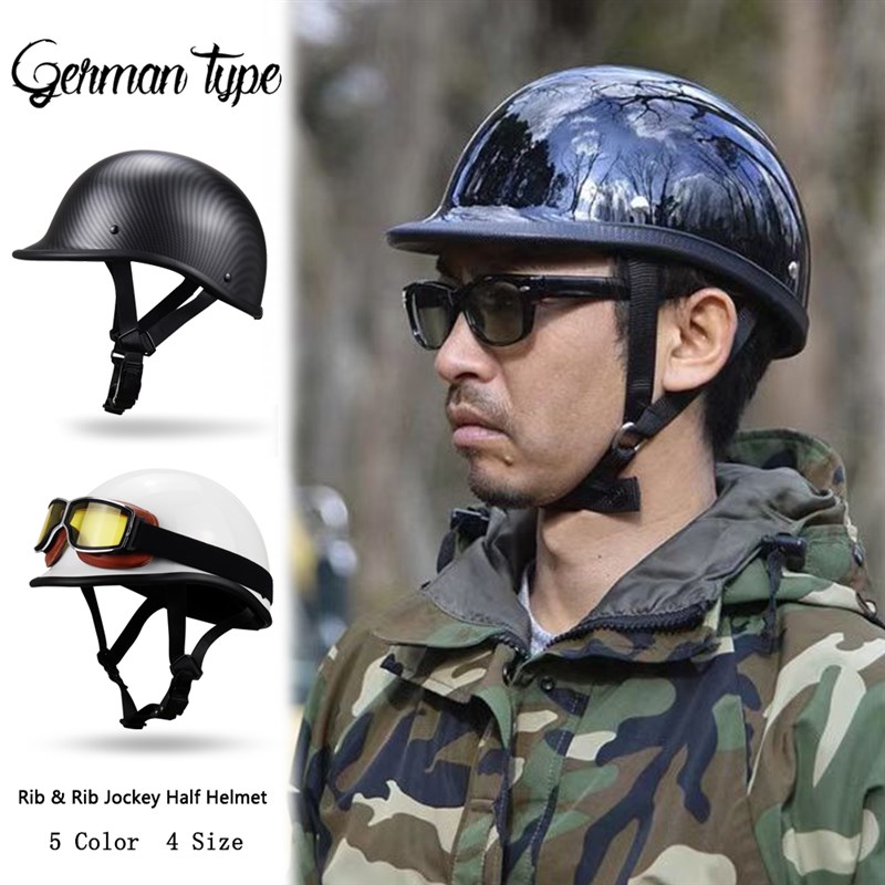 日式复古机车半盔男女摩托车头盔骑行瓢盔哈雷电动安全帽碳纤维夏