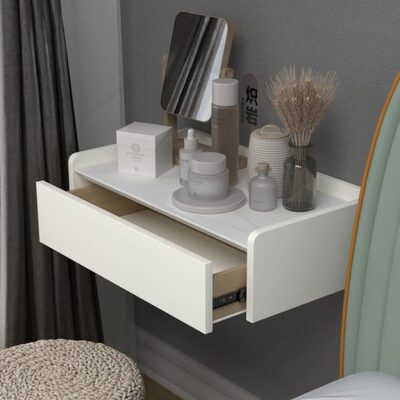 极简小户型实木岩板壁挂床头柜两用梳妆台悬空置物架创意卧室家具