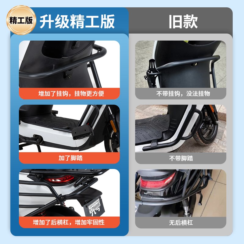 适用九号N70C/N80C/N90C护杠9号M95C+前保险杠M95C防撞架改装尾架