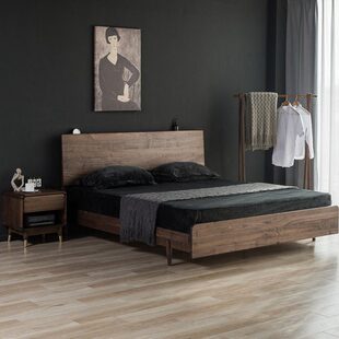 北美黑胡桃木家具北欧实木床1.5米复古主卧1.8悬浮双人床简约现代