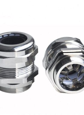 弹片式金属防磁波电缆接头EMC屏蔽铜镀镍外螺纹连接防水格兰硅胶