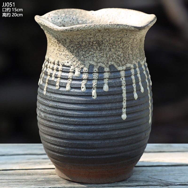 大口矮胖多肉花盆法师老庄组合陶罐D家用简约陶瓷紫砂阳台绿植包