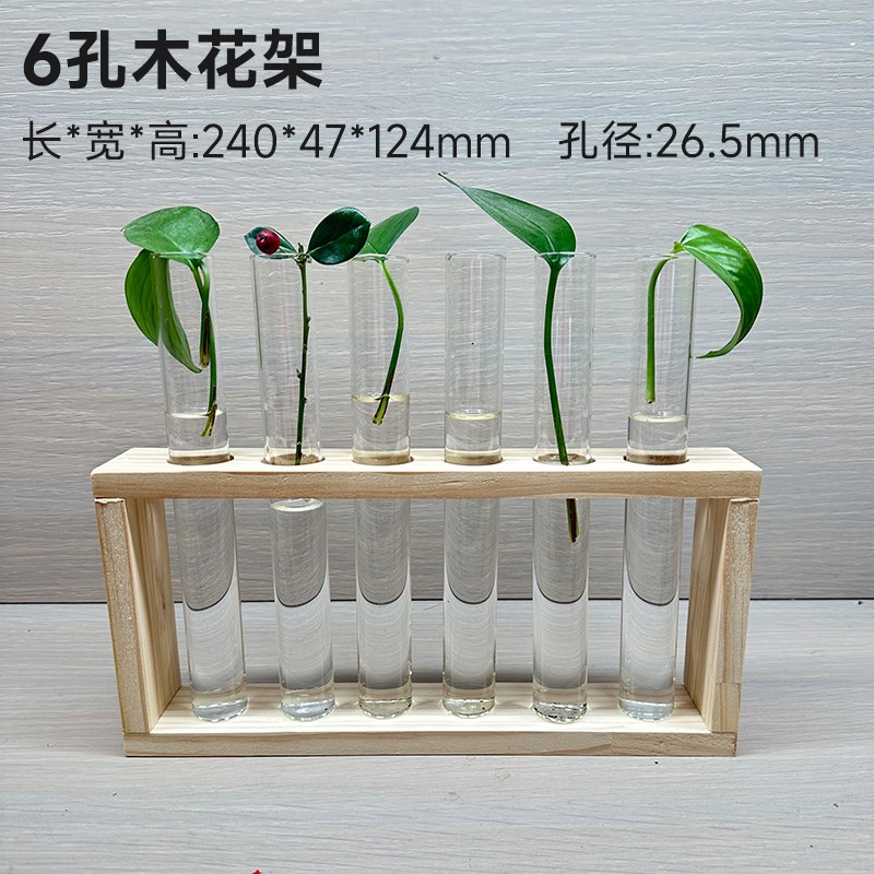 水培花瓶试管g水养绿植插花植物容器简约木架摆件插花木试管架