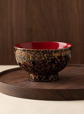 平安社 手工白点花大漆碗木胎漆器工艺品 特别好看的复古高级碗