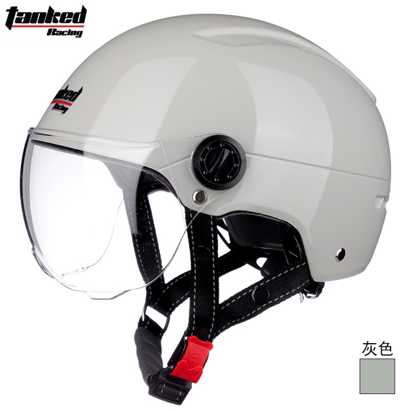 坦克头盔灰3C认证电动车电瓶车安全帽男女款四季通用夏盔半盔轻便
