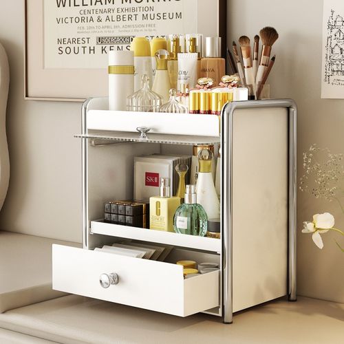 网红轻奢化妆品收纳盒防尘桌面收纳箱梳妆台口红盒护肤品刷置物架