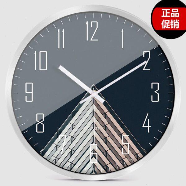 16寸个性创意挂表城市建筑一角书房卧室客厅钟表金属静音挂钟H666