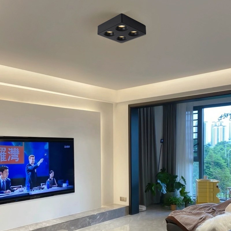 超薄明装筒灯斗胆灯客厅卧室防眩米家智能涂鸦四头无主射灯