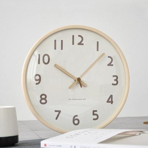 MJK简约现代钟表实木挂钟客厅家用时尚创意静音时钟挂墙北欧轻奢
