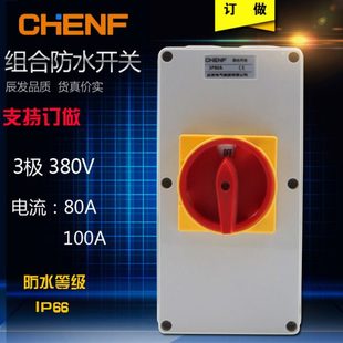 辰发组合防水开关3极80A 100A电机负荷开关户外隔离开关三相380V