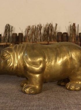 铜河马摆件 家用客厅玄关装饰工艺品摆件