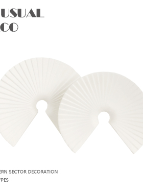 新中式现代简约白色扇形摆件样板房售楼处K软装饰品创意工艺品摆