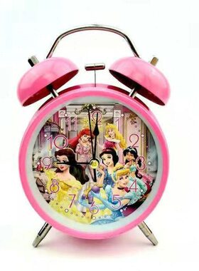 艾莎公主冰雪奇缘学生静音小孩懒人女孩夜光白雪指针闹钟卡通打铃