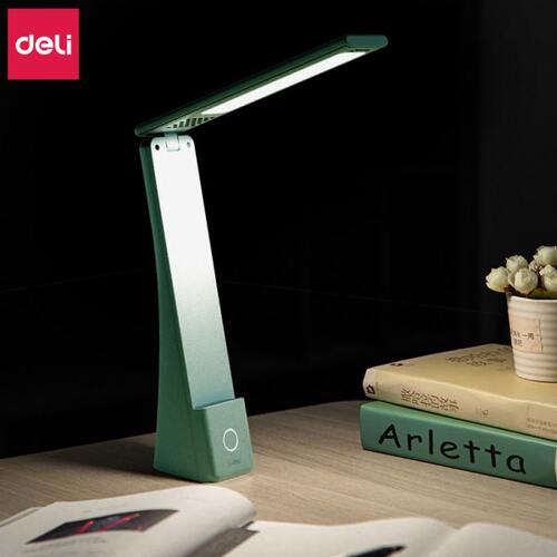 得力台灯学生用护眼led宿舍可充电儿童折叠多功能三挡调光床头灯