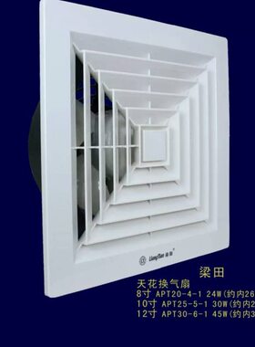 梁田全铜12寸300mm换气扇/天花直排排气扇/吸顶式排风扇APT30-6-1