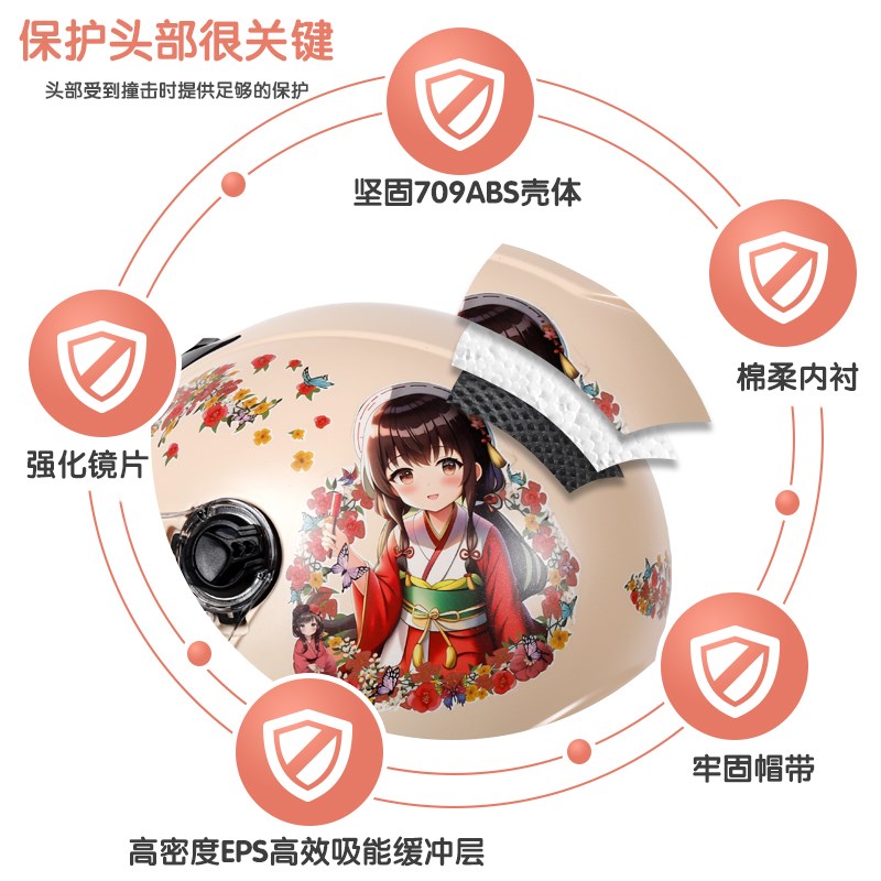 儿童头盔6到12岁男孩女孩不压头发安全帽3c认证电动车可爱四季款