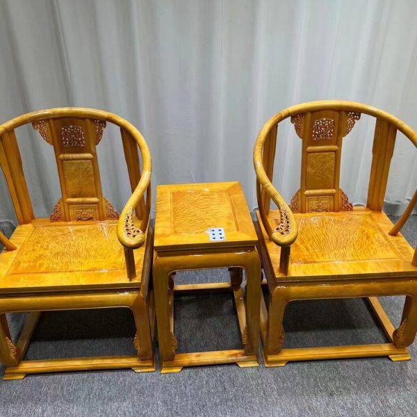 金丝楠木皇宫椅三件套实木太师椅茶椅圈椅子中式椅子客厅红木家具