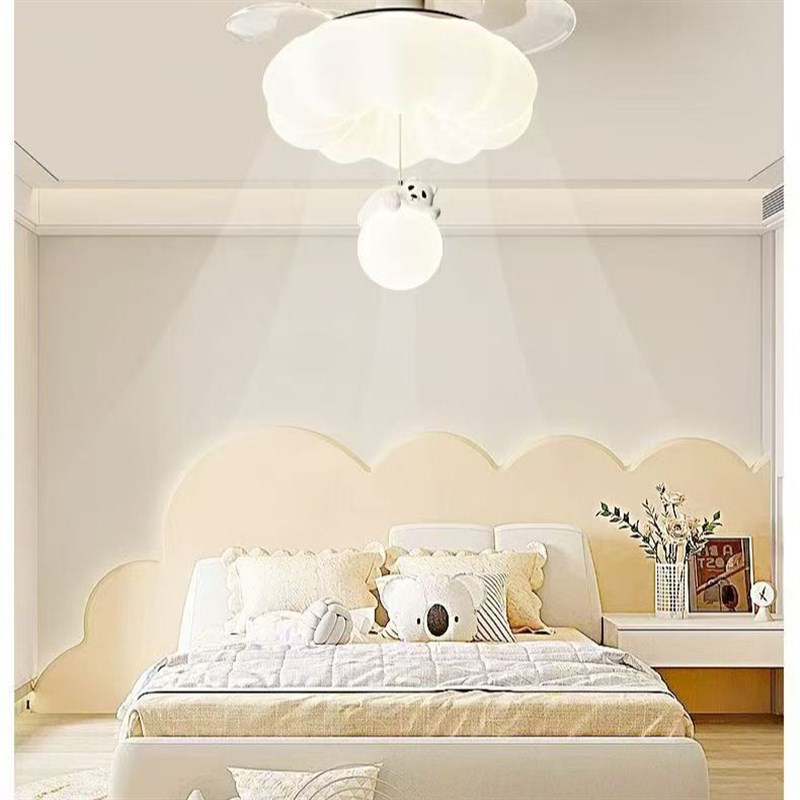 款隐形风扇灯客厅吊灯意式轻奢圈圈吊灯现代简约吊灯智能语音