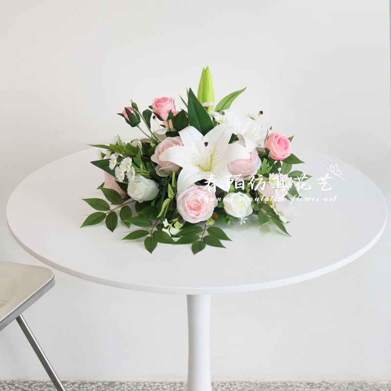 冰箱上面摆花立式圆柱空调装饰花艺餐桌花花仿真花客厅茶几桌摆花