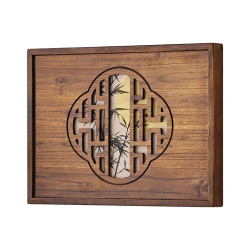 异丽新中式实木弱电箱遮挡装饰盖板电表箱画多媒体盒遮挡箱免打孔