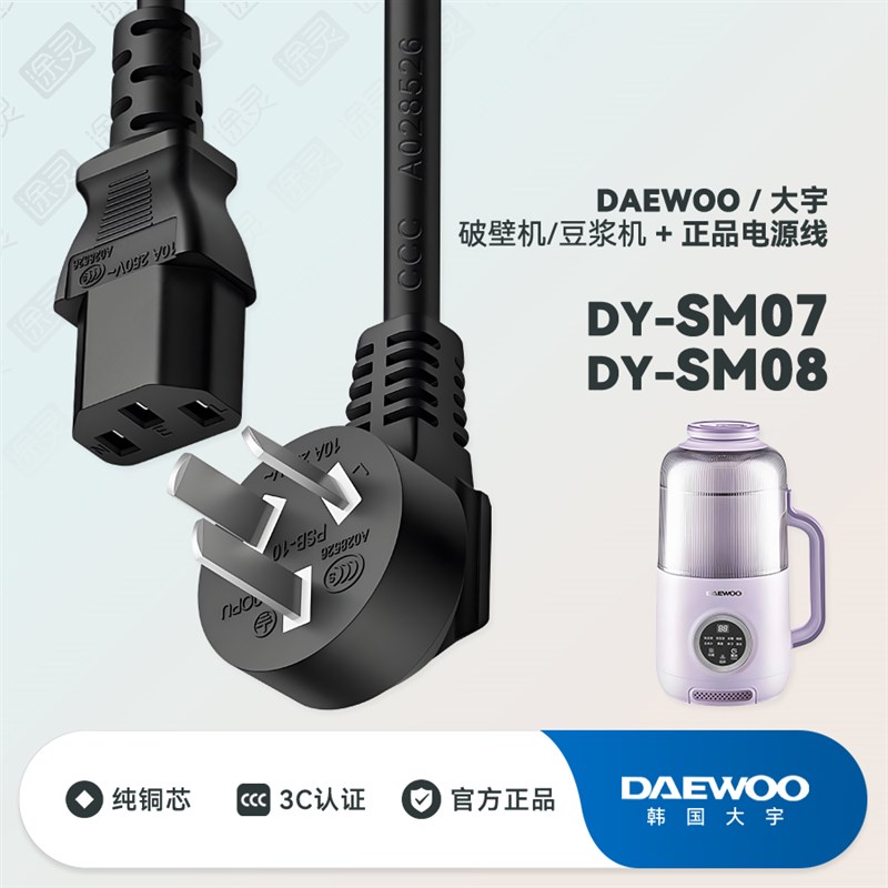 大宇破壁机SM07豆浆机全自动迷你非静低噪音榨汁配件充电线电源线