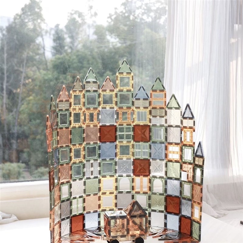 大自然色儿童磁力片钻面彩窗积木拼图益智礼物玩具